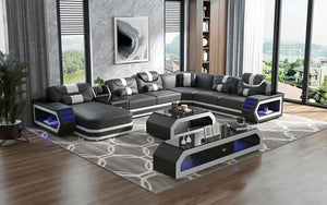 American style villa modern multifunctional  genuine leather sofa