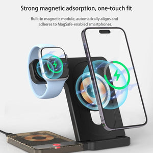 Magnetic Wireless Charging Stand for iPhone 15/14/13/12, iWatch Ultra/8/7/6/5, AirPods 3/2/Pro, Samsung