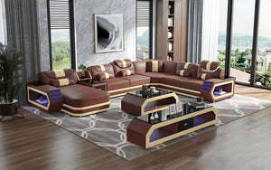 American style villa modern multifunctional  genuine leather sofa