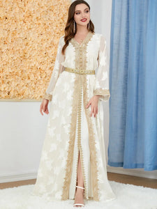 2 Piece Dress Set Dubai Elegant Party Kaftan Abaya
