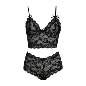 Thin Lace Flower Printed Underwear Suit