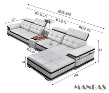 Load image into Gallery viewer, Bluetooth Speaker and Massage Italian Leather Sofa Set with USB &amp; Cup Holder
