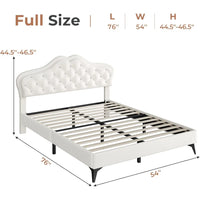 Crystal Button LED Lights Princess Platform Full Size Bed Frame