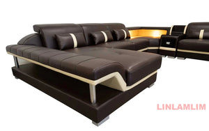 Modern Minimalist Genuine Leather Sectional Sofa