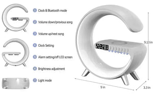 Wireless Charger Stereo Bluetooth Speaker Night Light Alarm Clock