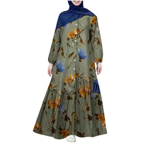Vintage Floral Printed Abaya