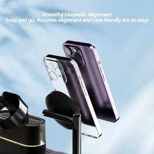 Magnetic Wireless Charging Stand for iPhone 15/14/13/12, iWatch Ultra/8/7/6/5, AirPods 3/2/Pro, Samsung