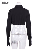 Flare Sleeve Asymmetry White Crop Top