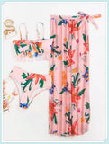3-Piece Floral Print Knot Front Bikinis