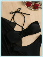 3-Piece Floral Print Knot Front Bikinis