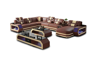 American style villa modern multifunctional  genuine leather sofa