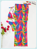 3-Piece Floral Print Knot Front Bikinis