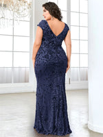Plus Size  Elegant Sequin Evening Dress