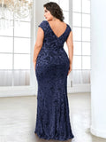 Plus Size  Elegant Sequin Evening Dress