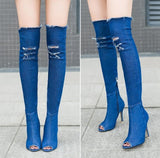Knee Thigh High Tassel Demin Boots