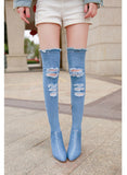 Knee Thigh High Tassel Demin Boots
