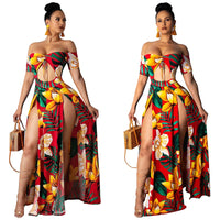 Sexy Floral Long Slit Dresses
