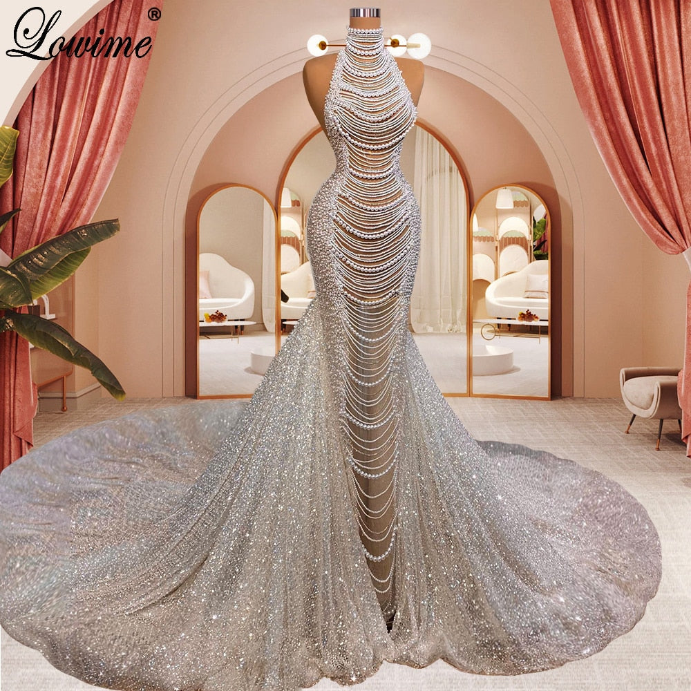 Elegant Pearl Evening Dress
