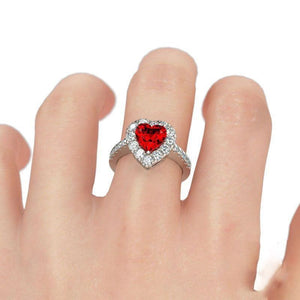 New Red Color Zircon Sterling Silver Ring