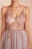 Pink Beaded Prom Dress
