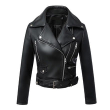 Load image into Gallery viewer, Black Animal Friendly Leather Jacket (Zippers &amp; Belt)
