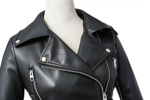 Black Animal Friendly Leather Jacket (Zippers & Belt)