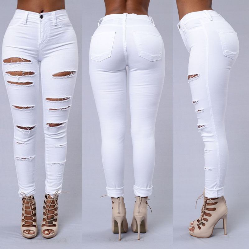 Casual Hole Skinny Jeans