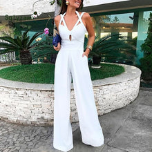 Load image into Gallery viewer, Elegant White Crisscross Jumpsuit
