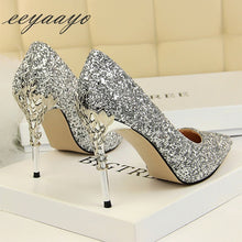 Load image into Gallery viewer, Metal Decoration Bling High Heels

