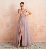 Pink Beaded Prom Dress