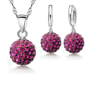 Silver Disco Sterling Earring Pendant Necklace Set