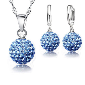 Silver Disco Sterling Earring Pendant Necklace Set