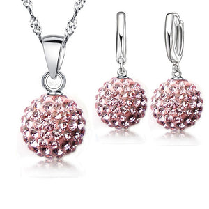 Silver Disco Sterling Earring Pendant Necklace Set