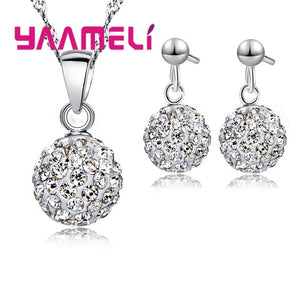 Silver Disco Sterling Earring Pendant Necklace Set