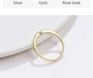 Sterling Silver Cute Zircon Round Geometric Ring