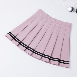 High Waist Pleated Mini Skirt