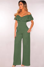 Load image into Gallery viewer, Off Shoulder Short Sleeve Ruffle Jumpsuit
