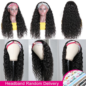 Human Hair Headband Scarf Wig